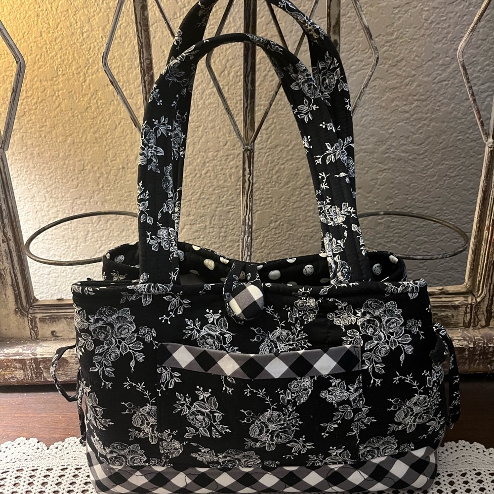 Purse Cloth Black and White Shabby Chic Checkered and Pattern
